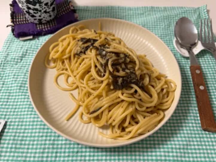 Noodles, kelp, done. Shiokombu Pasta.