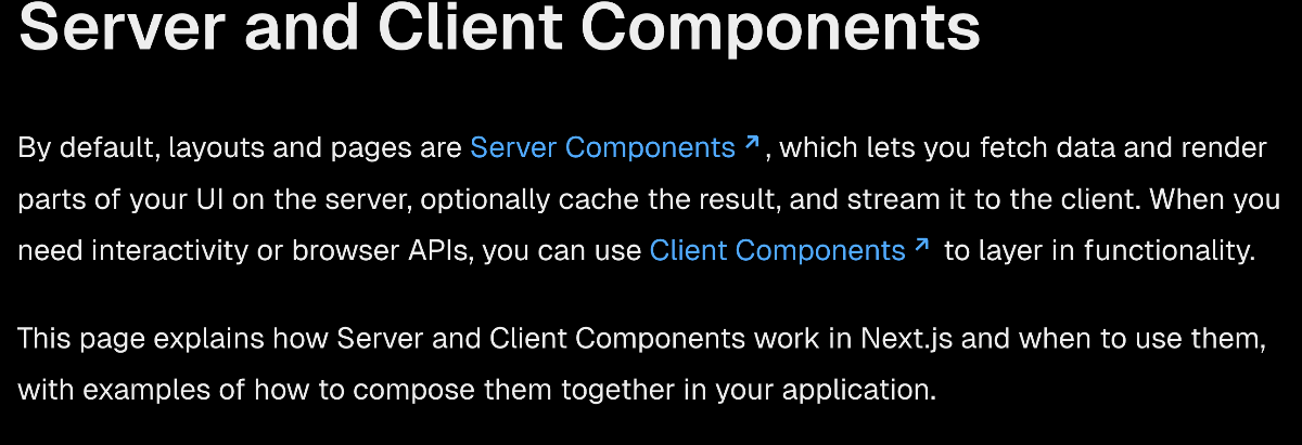 NextJs Docs 중 NextJS Server Components는 React 기반이라는 설명